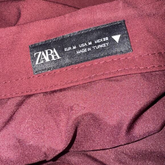 Zara Solid Maroon Balloon Drawstring Mini Skirt Size Medium - Picture 8 of 8